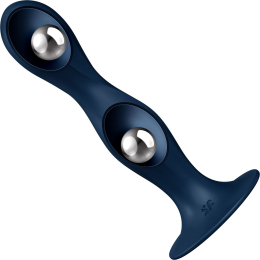 Дилдо Satisfyer Double Ball-R Dark Blue, унісекс, рухомі кульки всередині, на присосці - - фото №3