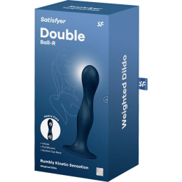 Дилдо Satisfyer Double Ball-R Dark Blue, унісекс, рухомі кульки всередині, на присосці - - фото №4