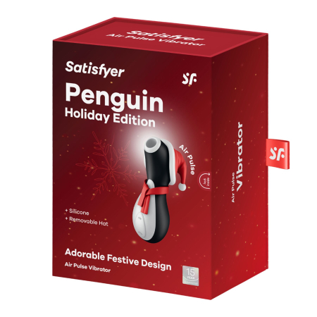 Вакуумний кліторальний стимулятор Satisfyer Penguin Holiday Edition, у шапочці та шарфі - фото №6