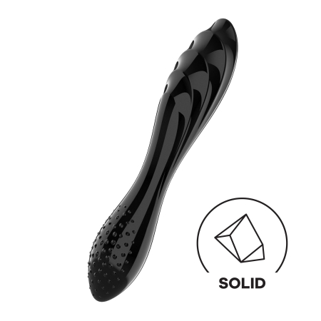 Двосторонній скляний дилдо Satisfyer Dazzling Crystal 1 Black, дуже міцний, без стопера - фото