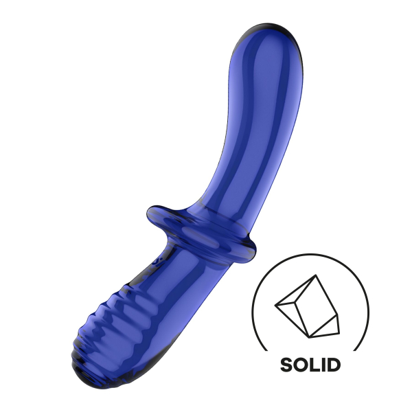 Двосторонній скляний дилдо Satisfyer Double Crystal Light blue, боросилікатне скло, унісекс - фото