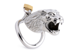 Клітка для пеніса Master Series: Tiger King Cock Cage With Lock, три кільця, замок, три ключі - фото