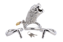 Клітка для пеніса Master Series: Tiger King Cock Cage With Lock, три кільця, замок, три ключі - - фото №2