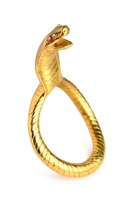 Ерекційне кільце з головою кобри Master Series: Cobra King Golden Cock Ring - фото