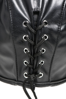 Маска з рогами Master Series: Dungeon Demon Bondage Mask with Horns, чорна - - фото №6