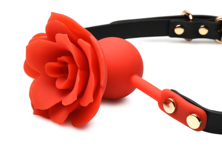 Силіконовий кляп з трояндою Master Series: Blossom Silicone Rose Gag – Red №2