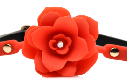 Силіконовий кляп з трояндою Master Series: Blossom Silicone Rose Gag – Red - - фото №3