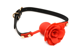 Силіконовий кляп з трояндою Master Series: Blossom Silicone Rose Gag – Red - фото