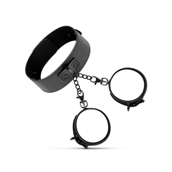 Наручники з нашийником Bedroom Fantasies: Collar & Wrist Cuffs, чорні - фото