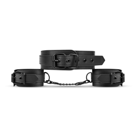 Наручники з нашийником Bedroom Fantasies: Collar & Wrist Cuffs, чорні - фото №3