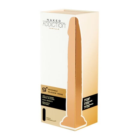 Фалоімітатор Naked Addiction — 9? Silicone Dual Density Bendable Dildo Vanilla, віброкуля в подаруно - фото №9