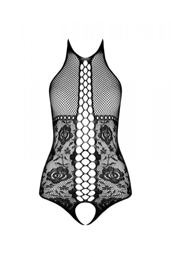 Бодістокінг з імітацією корсетної шнурівки Passion BS094 One Size, red, квітковий візерунок, з досту - фото №3