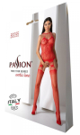 Бодістокінг з безліччю бретелей Passion BS095 One Size, red, імітація пояса та панчіх, з доступом - фото №6
