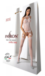 Бодістокінг з безліччю бретелей Passion BS095 One Size, white, імітація пояса та панчіх, з доступом - фото №6