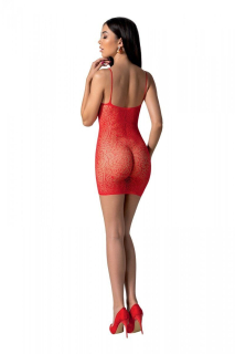 Ажурна мінісукня на тонких бретелях Passion BS096 One Size, red, плетіння на грудях - - фото №2