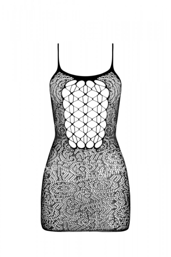 Ажурна мінісукня на тонких бретелях Passion BS096 One Size, white, плетіння на грудях - фото №3