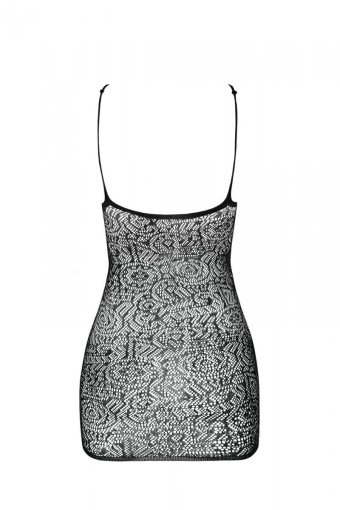 Ажурна мінісукня на тонких бретелях Passion BS096 One Size, white, плетіння на грудях - фото №4