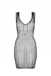 Мінісукня з вертикальним візерунком Passion BS097 One Size, black, плетіння з боків - фото №3