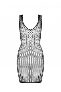 Мінісукня з вертикальним візерунком Passion BS097 One Size, black, плетіння з боків - - фото №3