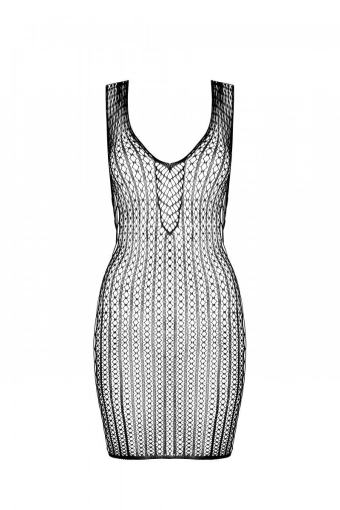 Мінісукня з вертикальним візерунком Passion BS097 One Size, black, плетіння з боків - фото №3