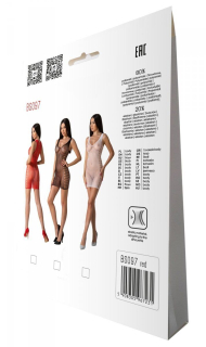 Мінісукня з вертикальним візерунком Passion BS097 One Size, red, плетіння з боків - - фото №7