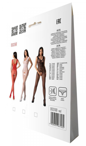 Бодістокінг з крилами Passion BS098 One Size, red, середня сітка, відкритий доступ - фото №7