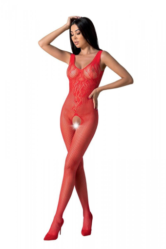 Бодістокінг з крилами Passion BS098 One Size, red, середня сітка, відкритий доступ - фото