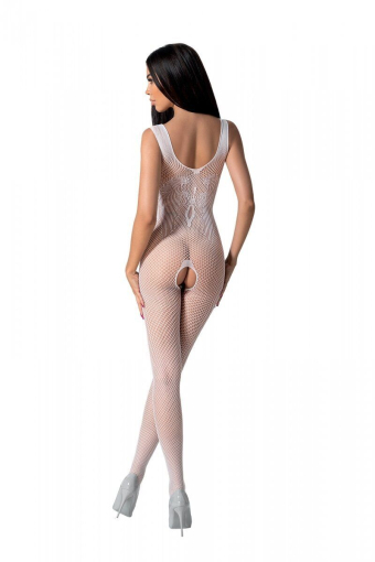 Бодістокінг з крилами Passion BS098 One Size, white, середня сітка, відкритий доступ - фото №2