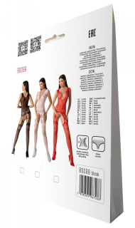 Бодістокінг з плетінням на грудях Passion BS099 One Size, black, відкритий доступ, імітація підв’язо - - фото №7