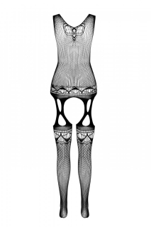 Бодістокінг з плетінням на грудях Passion BS099 One Size, white, відкритий доступ, імітація підв’язо - - фото №4