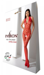 Бодістокінг з плетінням на животику Passion BS100 One Size, red, декоративний шов, з доступом - - фото №6