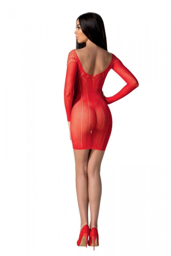 Напівпрозора мінісукня Passion BS101 One Size, red, рукави-мітенки №2