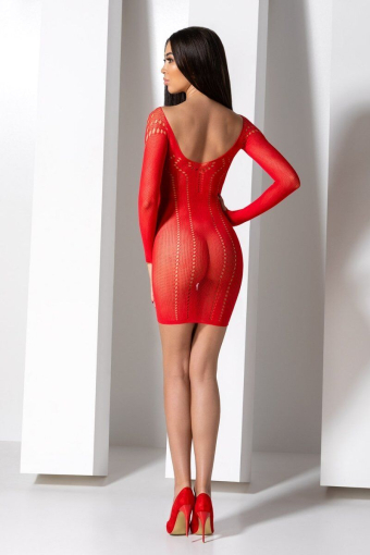 Напівпрозора мінісукня Passion BS101 One Size, red, рукави-мітенки №9