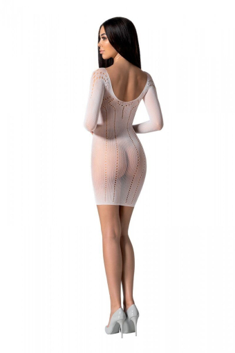 Напівпрозора мінісукня Passion BS101 One Size, white, рукава-мітенки - фото №2