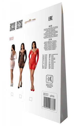 Напівпрозора мінісукня Passion BS101 One Size, white, рукава-мітенки - фото №7