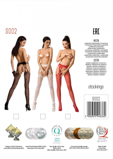 Еротичні колготки-бодістокінг Passion S002 white, імітація мереживних панчіх та пояса - фото №10