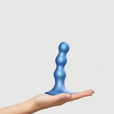 Насадка для страпона Strap-On-Me Dildo Plug Balls Blue Metallic S - фото №2