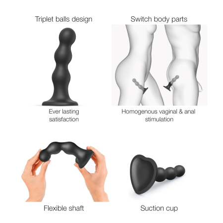 Насадка для страпона Strap-On-Me Dildo Plug Balls Black M - фото №3