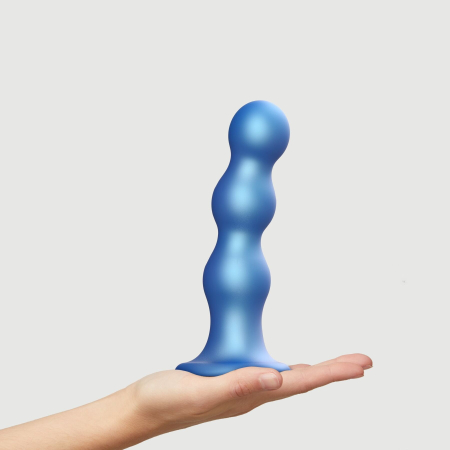 Насадка для страпона Strap-On-Me Dildo Plug Balls Blue Metallic XL - фото №2