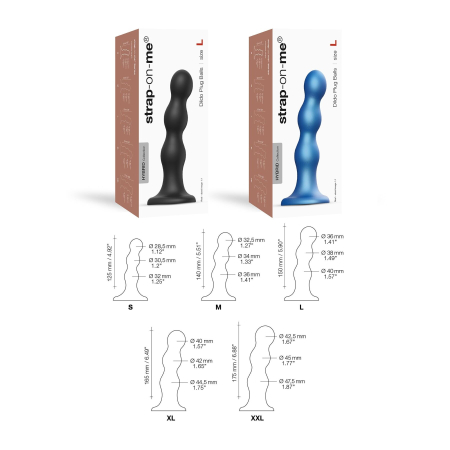 Насадка для страпона Strap-On-Me Dildo Plug Balls Blue Metallic XL - фото №4