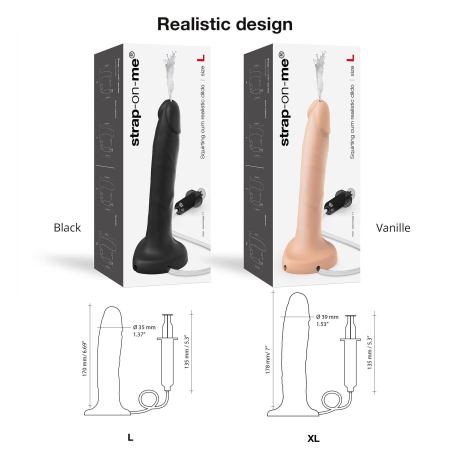 Фалоімітатор, що кінчає Strap-On-Me Squirting Cum Dildo Realistic Vanilla, діам. 3,5 см, силікон - фото №4
