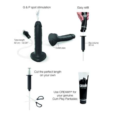 Фалоімітатор, що кінчає Strap-On-Me Squirting Cum Dildo Realistic Black, діам. 3,9 см, силікон - фото №2