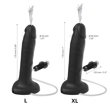 Фалоімітатор, що кінчає Strap-On-Me Squirting Cum Dildo Realistic Black, діам. 3,9 см, силікон - фото №3