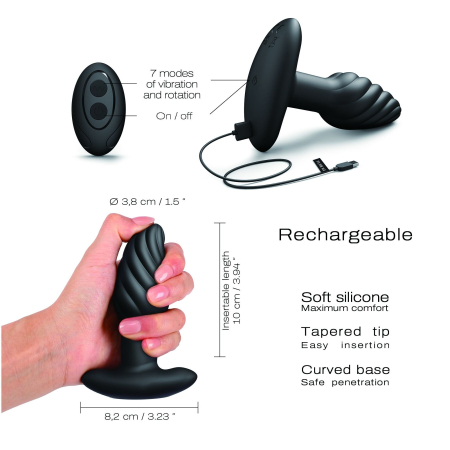 Анальна пробка з вібрацією та перлинним масажем Dorcel Spin Plug, макс. діам. 3,8 см, пульт ДК №4