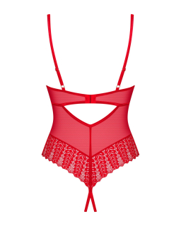 Боді з доступом Obsessive Ingridia crotchless teddy XL/2XL, червоне, відкриті груди - - фото №4