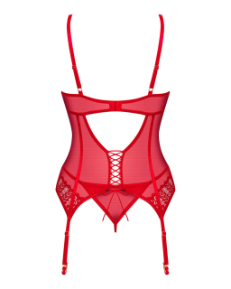 Комплект корсет та стрінги Obsessive Ingridia corset & thong XS/S, червоний - - фото №4