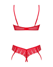 Комплект Obsessive Ingridia 2-pcs crotchless set XL/2XL, червоний, з доступом, відкриті груди - фото №4