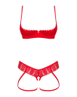 Комплект Obsessive Ingridia 2-pcs crotchless set XL/2XL, червоний, з доступом, відкриті груди - фото №3