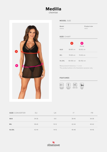 Пеньюар Obsessive Medilla chemise & thong M/L - фото №5