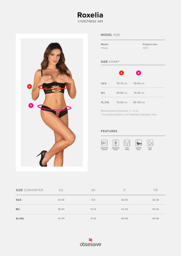 Комплект Obsessive Roxelia 2-pcs crotchless set XS/S - фото №5
